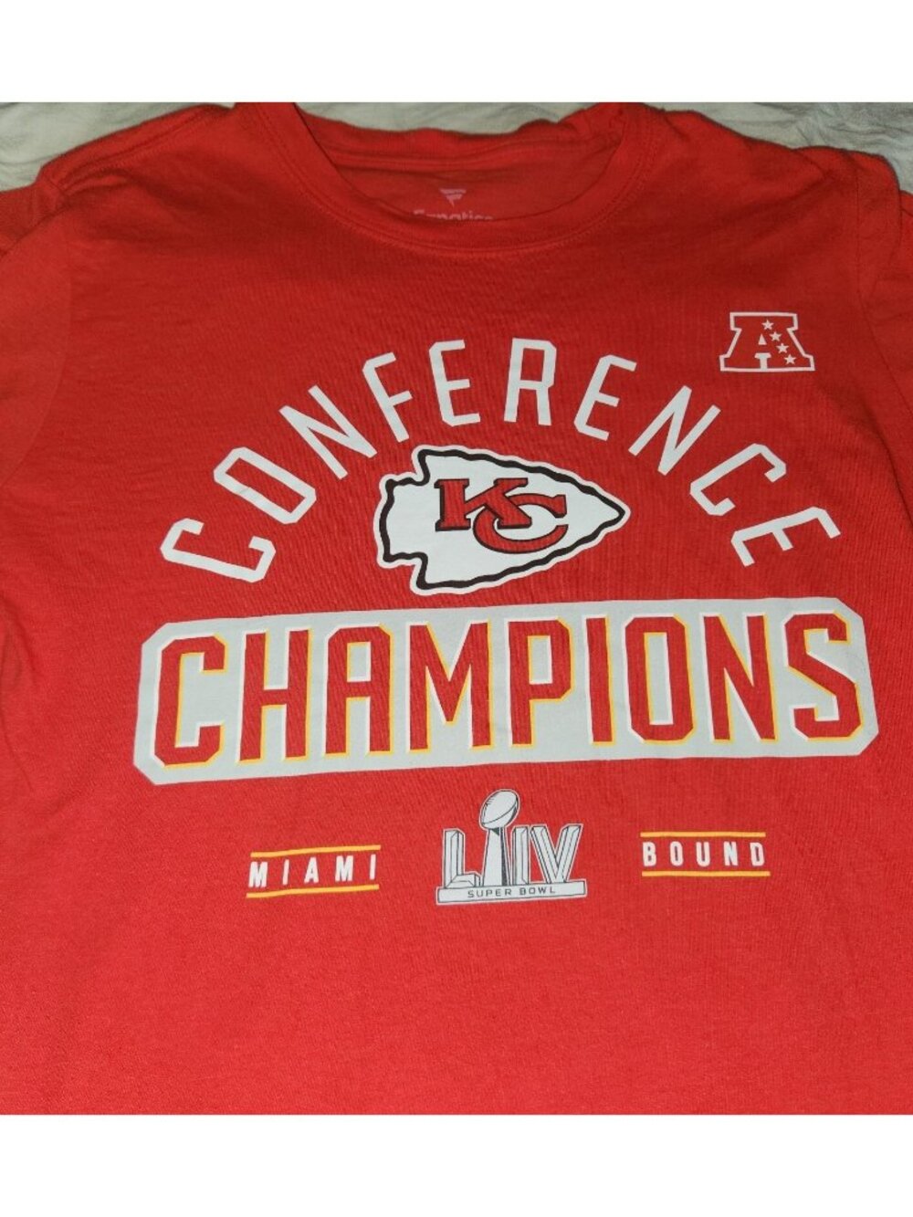 KANSAS CITY CHIEFS conference champs shirt adult SMALL super bowl bound       B2